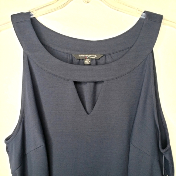 Sharagano Dress Sleeveless Navy Stretch Keyhole w/ Pockets A-Line Plus 22W NWT - Picture 3 of 14